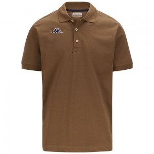 Kids' Kappa Logo Holiver Mss Polo Shirt Brown | 572180-UOG