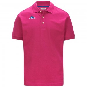 Kids' Kappa Logo Holiver Mss Polo Shirt Pink | 756034-PVH