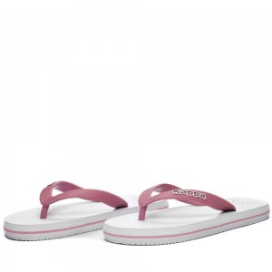 Kids' Kappa Logo Moker Kid Flip Flops White | 345078-PWE