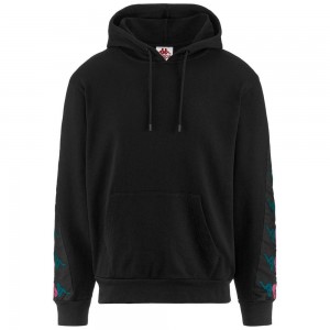 Men Kappa 222 Banda 10 Lirt Hoodie Black | 624391-YGX