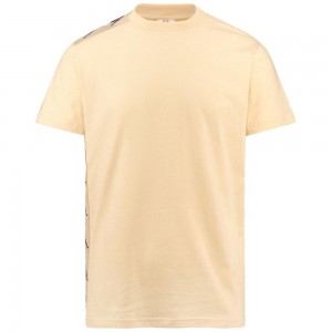 Men Kappa 222 Banda 10 Lovely T-Shirt Beige | 871493-DHC