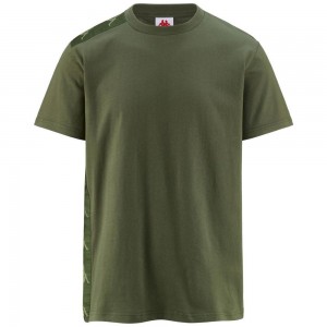 Men Kappa 222 Banda 10 Lovely T-Shirt Green | 358421-IPQ