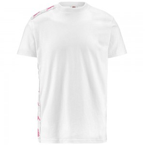 Men Kappa 222 Banda 10 Lovely T-Shirt White | 392748-MBF