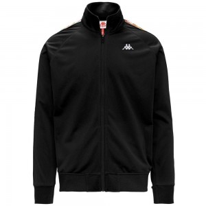 Men Kappa 222 Banda Anniston Graphiktape Jacket Black | 597238-ARH