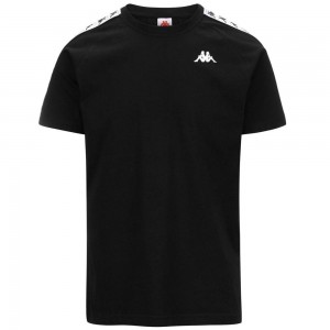 Men Kappa 222 Banda Coen Slim T-Shirt Black | 896370-KOD