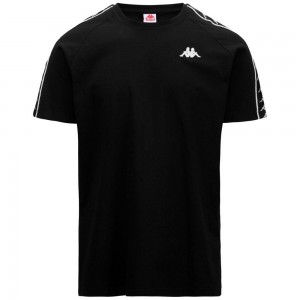 Men Kappa 222 Banda Coen Slim T-Shirt Black | 476958-JTU