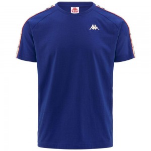 Men Kappa 222 Banda Coen Slim T-Shirt Blue | 654809-ASZ