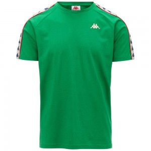 Men Kappa 222 Banda Coen Slim T-Shirt Green | 429631-UFQ