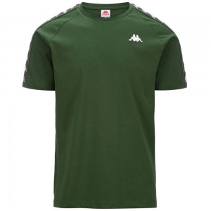 Men Kappa 222 Banda Coen Slim T-Shirt Green | 274359-HZQ