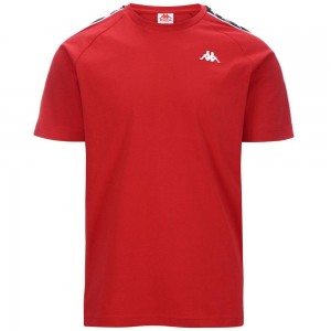 Men Kappa 222 Banda Coen Slim T-Shirt Red | 673184-MES