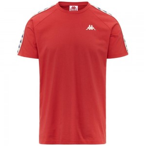 Men Kappa 222 Banda Coen Slim T-Shirt Red | 295840-SZK