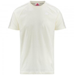 Men Kappa 222 Banda Coen Slim T-Shirt White | 201639-PTX