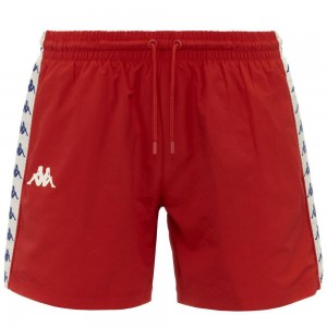 Men Kappa 222 Banda Coney Swimwear Red | 512039-KJQ