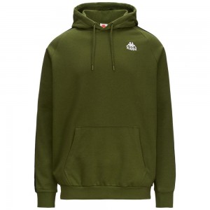 Men Kappa 222 Banda Hurry Hoodie Green | 823670-TAY