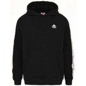 Men Kappa 222 Banda Hurryo Hoodie Black | 281936-CFT