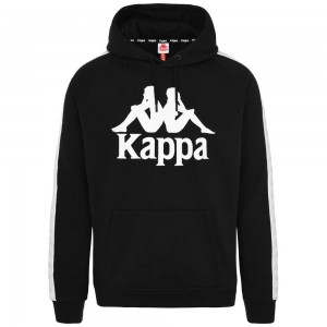 Men Kappa 222 Banda Hurtado Hoodie Black | 640952-EJU