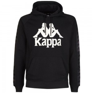 Men Kappa 222 Banda Hurtados Hoodie Black | 385716-XZJ