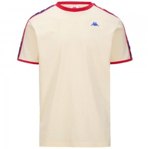 Men Kappa 222 Banda Lilogt T-Shirt Beige | 795186-MBQ