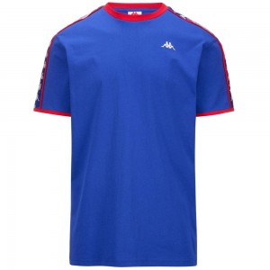 Men Kappa 222 Banda Lilogt T-Shirt Blue | 036189-UJY