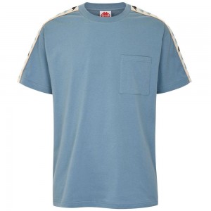 Men Kappa 222 Banda Paulo T-Shirt Blue | 579208-MTJ