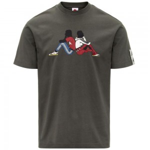 Men Kappa 222 Banda Pop T-Shirt Grey | 304625-MCR