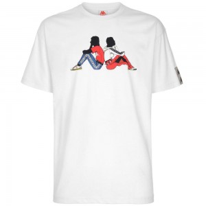 Men Kappa 222 Banda Pop T-Shirt White | 465982-CLF