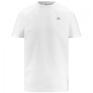 Men Kappa 222 Banda Selmo T-Shirt White | 847612-FLJ