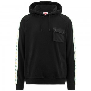 Men Kappa 222 Banda Sirio Hoodie Black | 423796-EWT