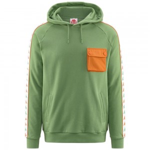 Men Kappa 222 Banda Sirio Hoodie Green | 420857-BVL