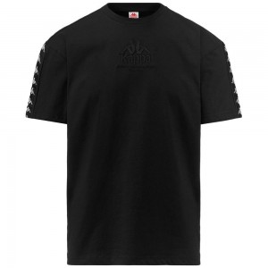 Men Kappa 222 Banda Vasto T-Shirt Black | 751406-REN