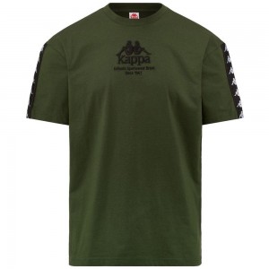 Men Kappa 222 Banda Vasto T-Shirt Green | 294513-NUO