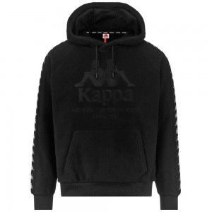 Men Kappa 222 Banda Viper Hoodie Black | 712869-YIS