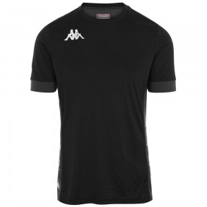 Men Kappa 4 Football Dervio Jersey Black | 271650-VOD