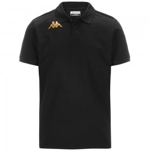 Men Kappa 4 Football Gastio Polo Shirt Black | 972158-EYD