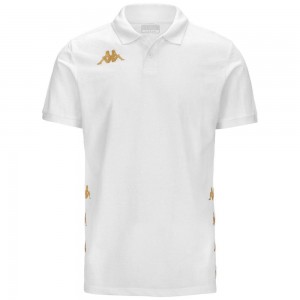 Men Kappa 4 Football Gastio Polo Shirt White | 370681-UJR