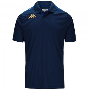 Men Kappa 4 Football Ghiolo Polo Shirt Navy | 284601-QVG