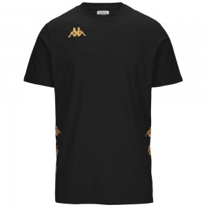 Men Kappa 4 Football Giovo T-Shirt Black | 673018-GBI