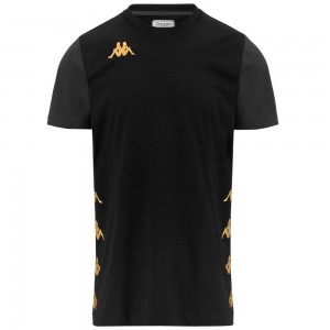 Men Kappa 4 Football Giovo T-Shirt Black | 491532-ZCQ