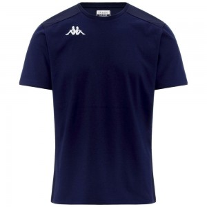 Men Kappa 4 Football Nayba T-Shirt Navy | 254713-VGK