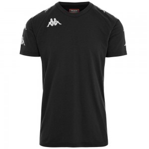 Men Kappa 4 Soccer Ancone T-Shirt Black | 074682-HMW