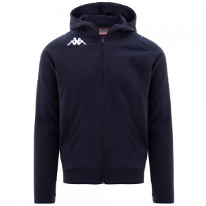 Men Kappa 4 Soccer Divieto Hoodie Navy | 420679-WBN