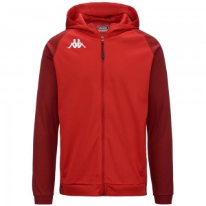 Men Kappa 4 Soccer Tortona Hoodie Red | 429178-TJE