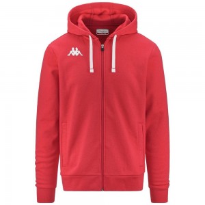 Men Kappa 4 Training Banto Hoodie Red | 758142-AIZ