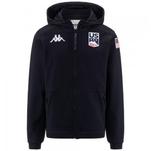 Men Kappa 6 Cento Arufeod Us Hoodie Navy | 012873-ZFW