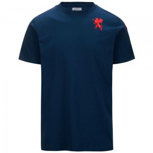 Men Kappa Alery Genoa T-Shirt Navy | 481365-YPX