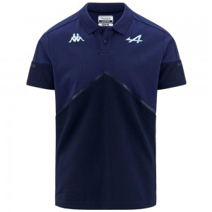 Men Kappa Angai Alpine F1 Polo Shirt Navy | 216035-MHJ