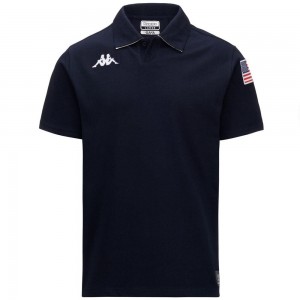 Men Kappa Angat Usa Us Polo Shirt Navy | 964752-BSN