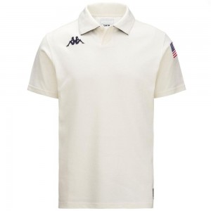 Men Kappa Angat Usa Us Polo Shirt White | 385290-ZNI