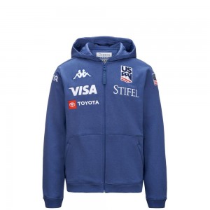 Men Kappa Arufeod Us Hoodie Blue | 172896-XMU