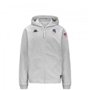 Men Kappa Arufeoda Us Hoodie Grey | 530691-WXY